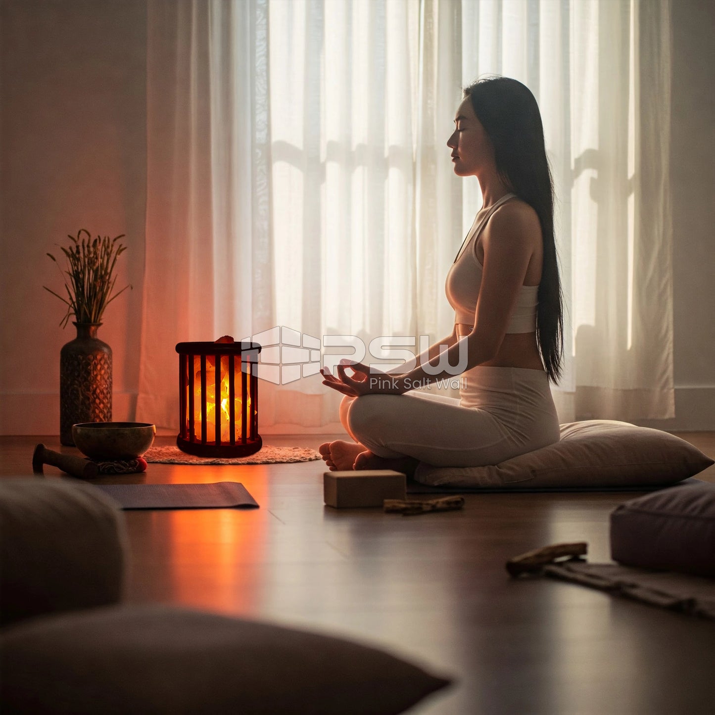 Giza - Himalayan Rock Salt Lamp with Wooden Basket
