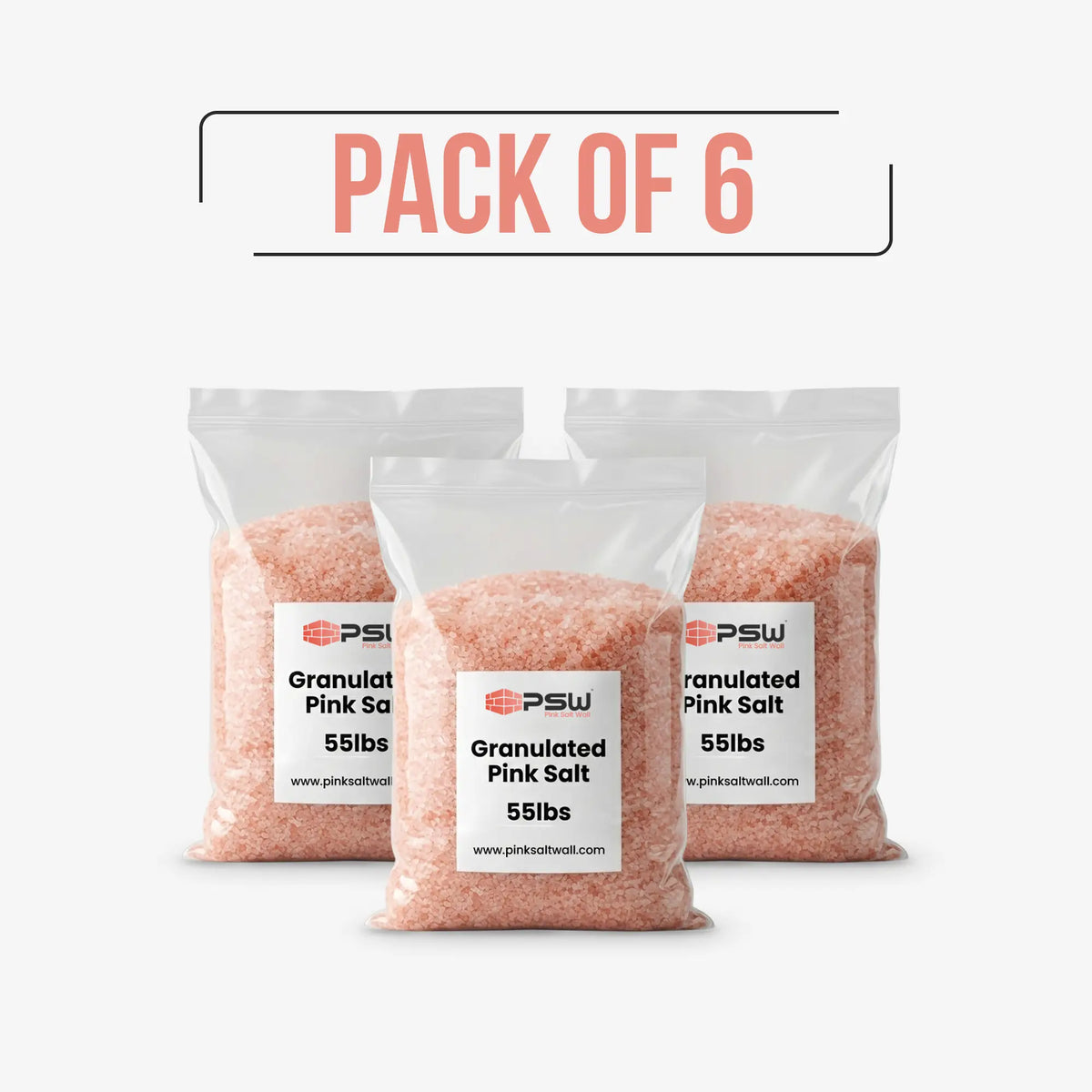 Granulated pink salt (pack of 6), 55 lbs each