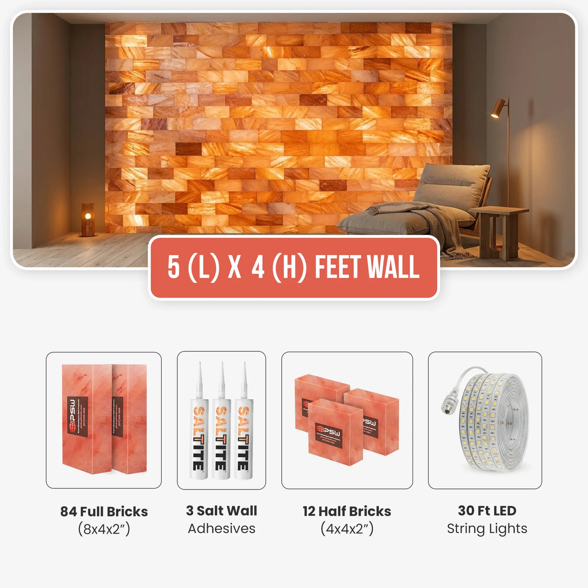 Himalayan Salt Wall Kit (5x4 Ft)