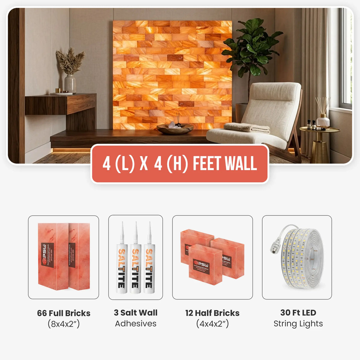 Himalayan Salt Wall Kit (4x4 Ft)