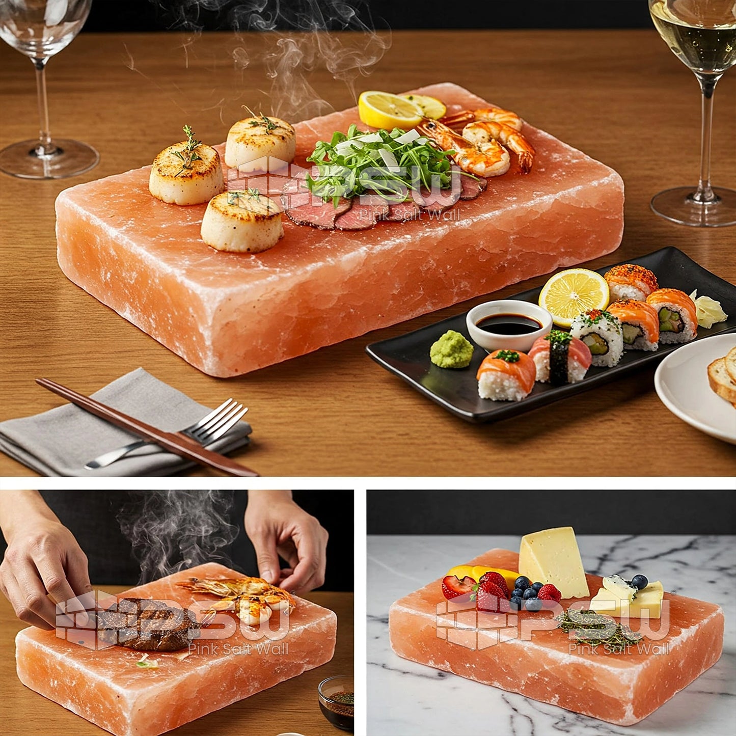 Himalayan cooking salt slab for grilling and serving fresh foods