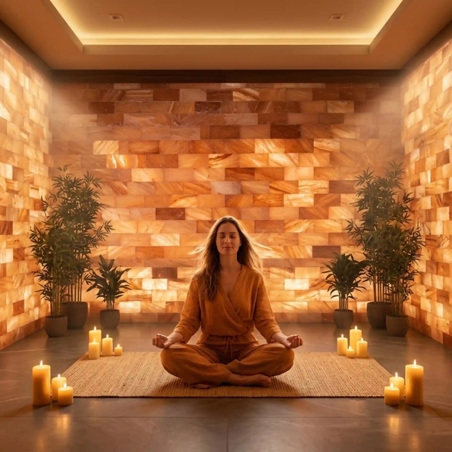 Himalayan pink salt bricks for wellness room walls