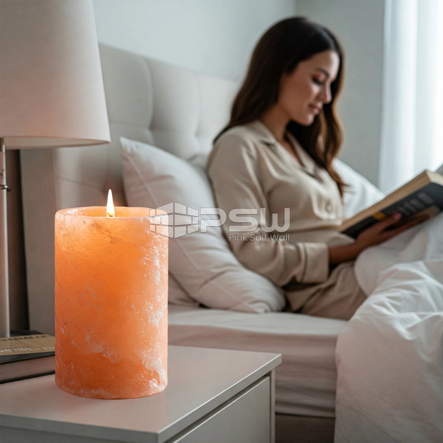 pink salt candle for bedroom