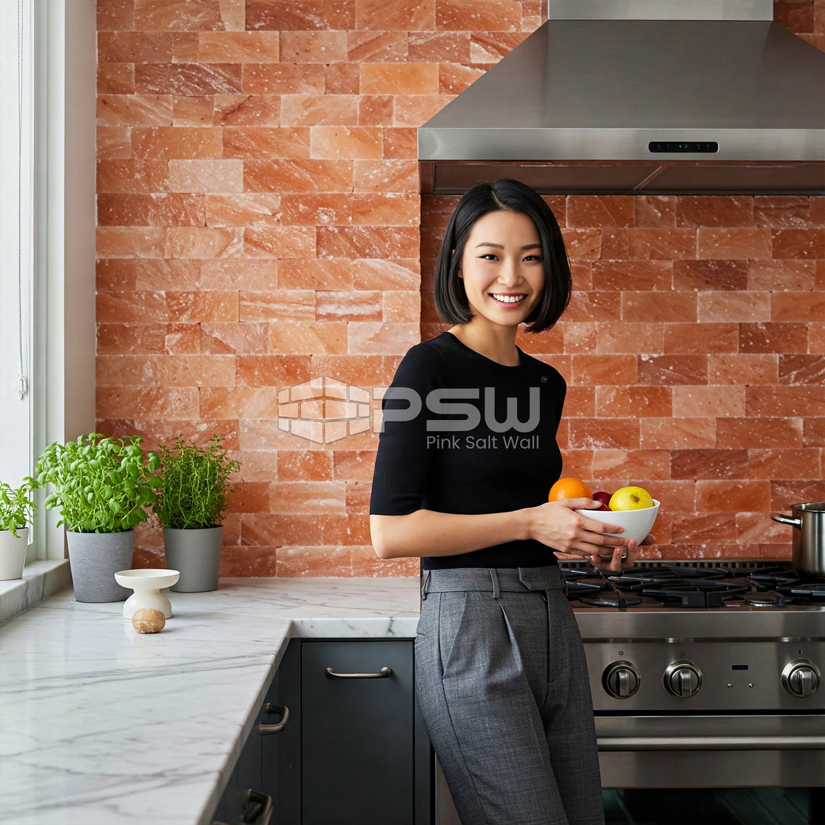 Himalayan pink salt wall for kitchen beauty