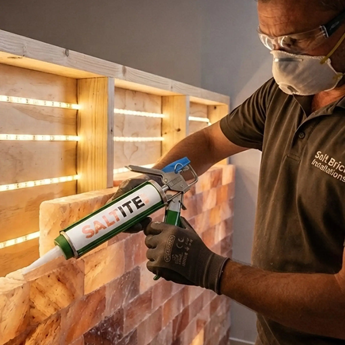 Himalayan salt bricks adhesive for walls installation
