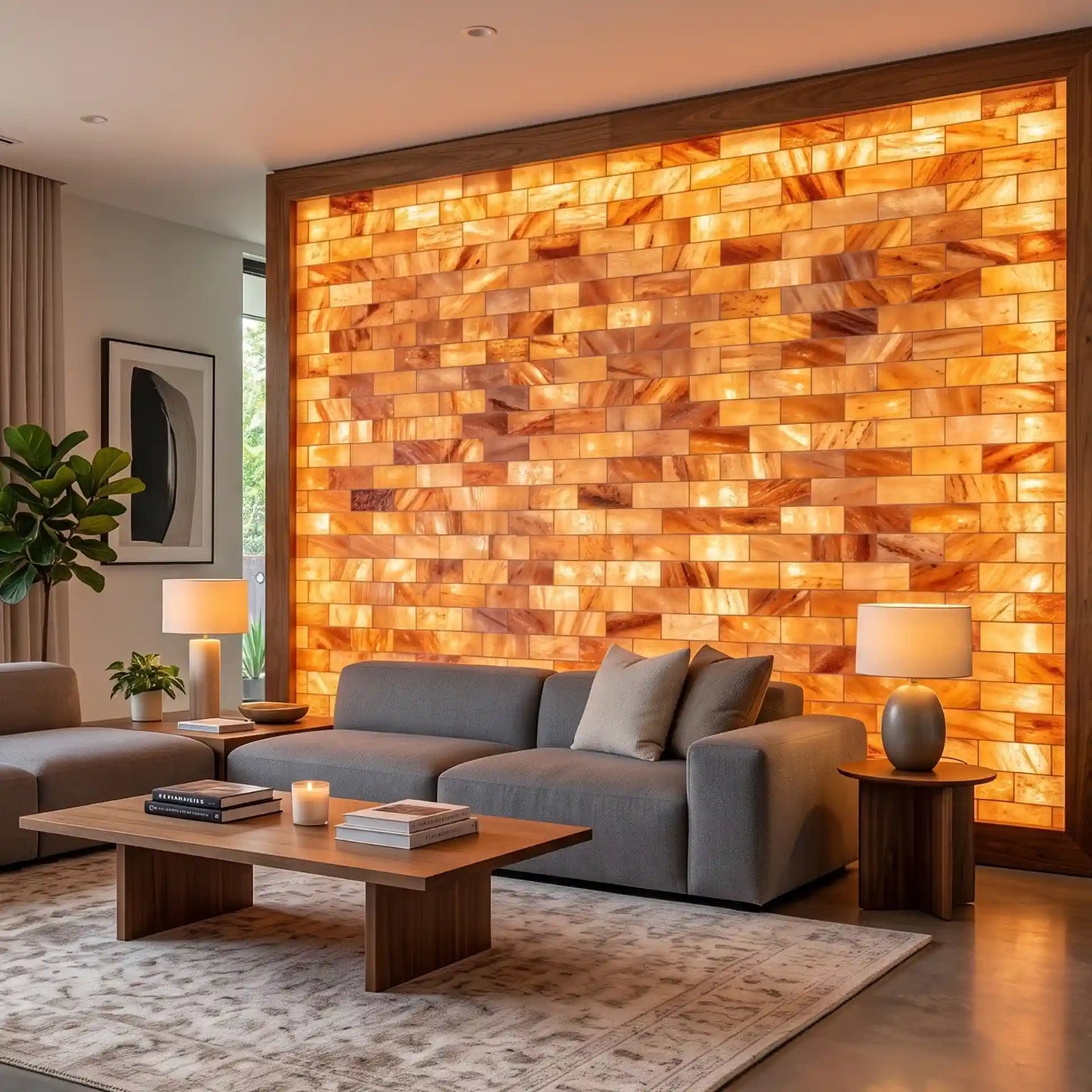 Himalayan salt bricks for backlit feature walls