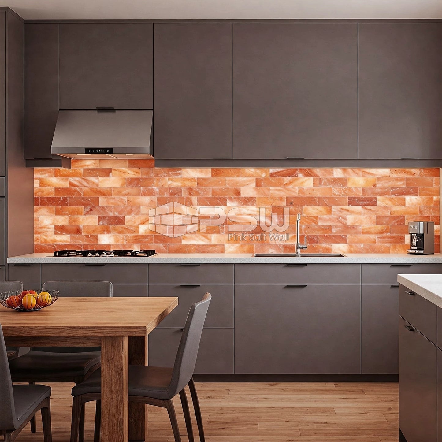 Himalayan pink salt bricks for modern kitchen interiors