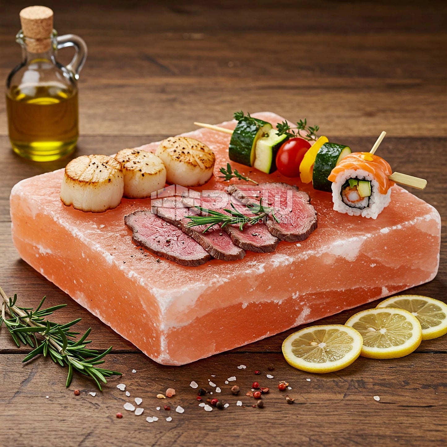 Himalayan salt slab for grilling meat and seafood with natural salt seasoning