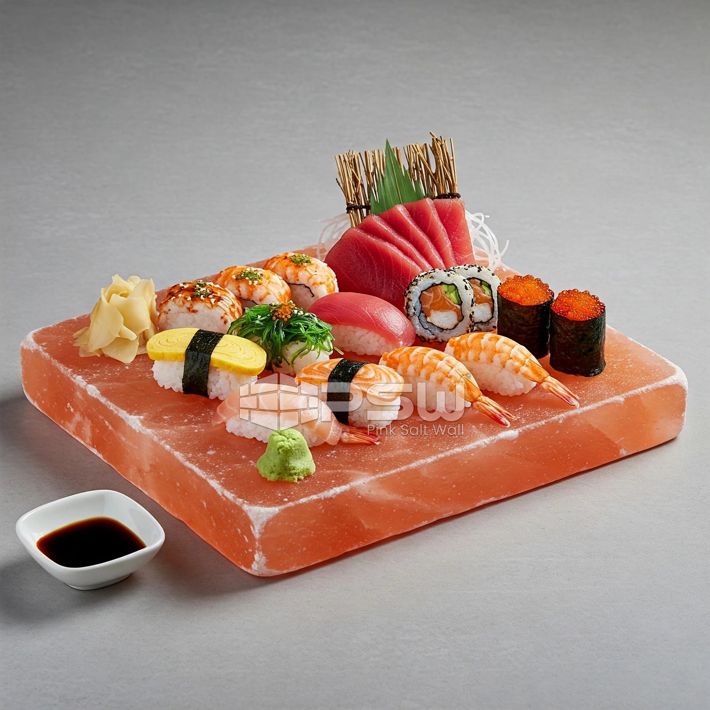 Natural Himalayan pink salt plate surface for cooking