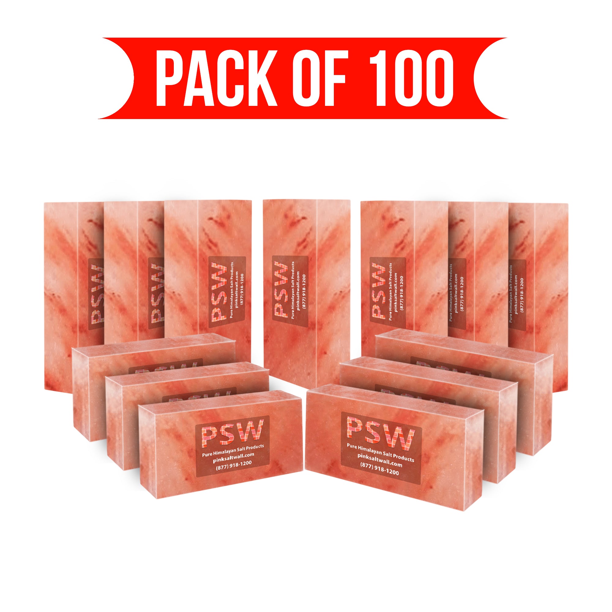 Himalayan Salt Bricks 8" x 4" x 2" - Pack of 100 with 3 free Saltite