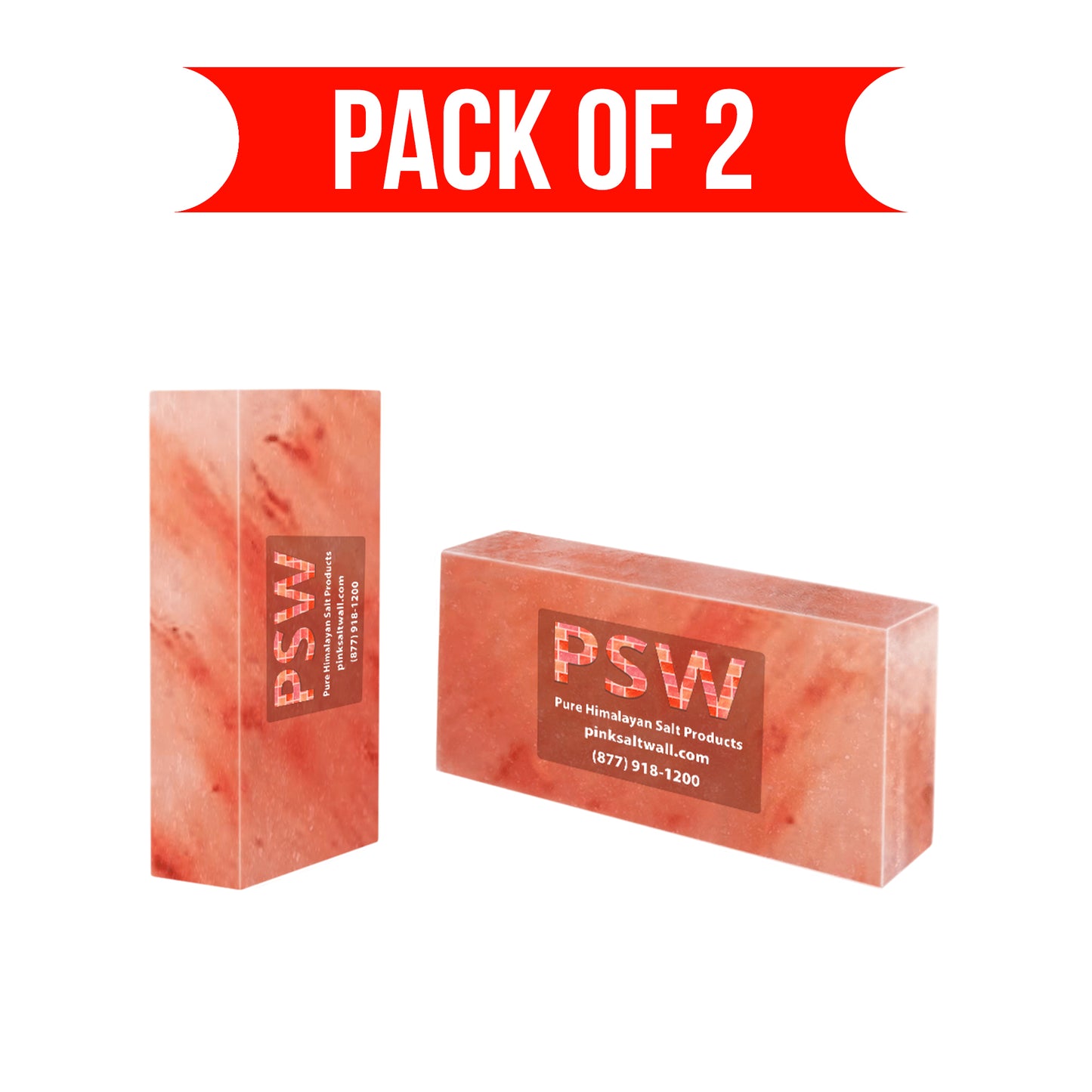 Duo – Himalayan Salt Bricks 8" x 4" x 2" - Pack of 2 - Free Shipping