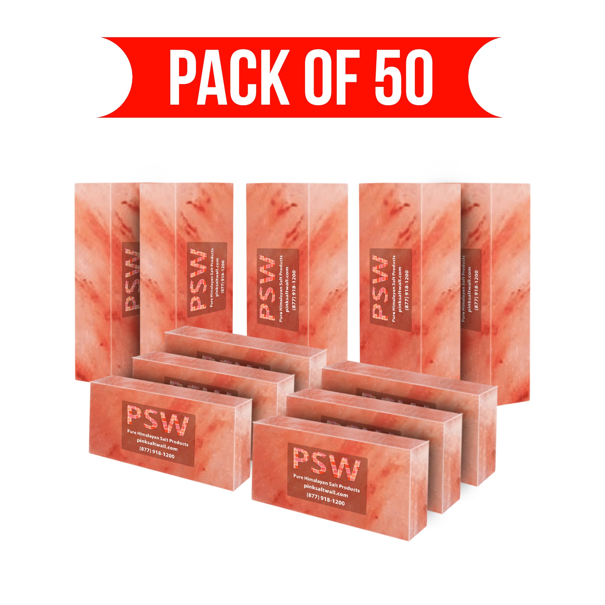Himalayan Salt Bricks 8" x 4" x 2" Pack of 50 With Free 2 Saltite