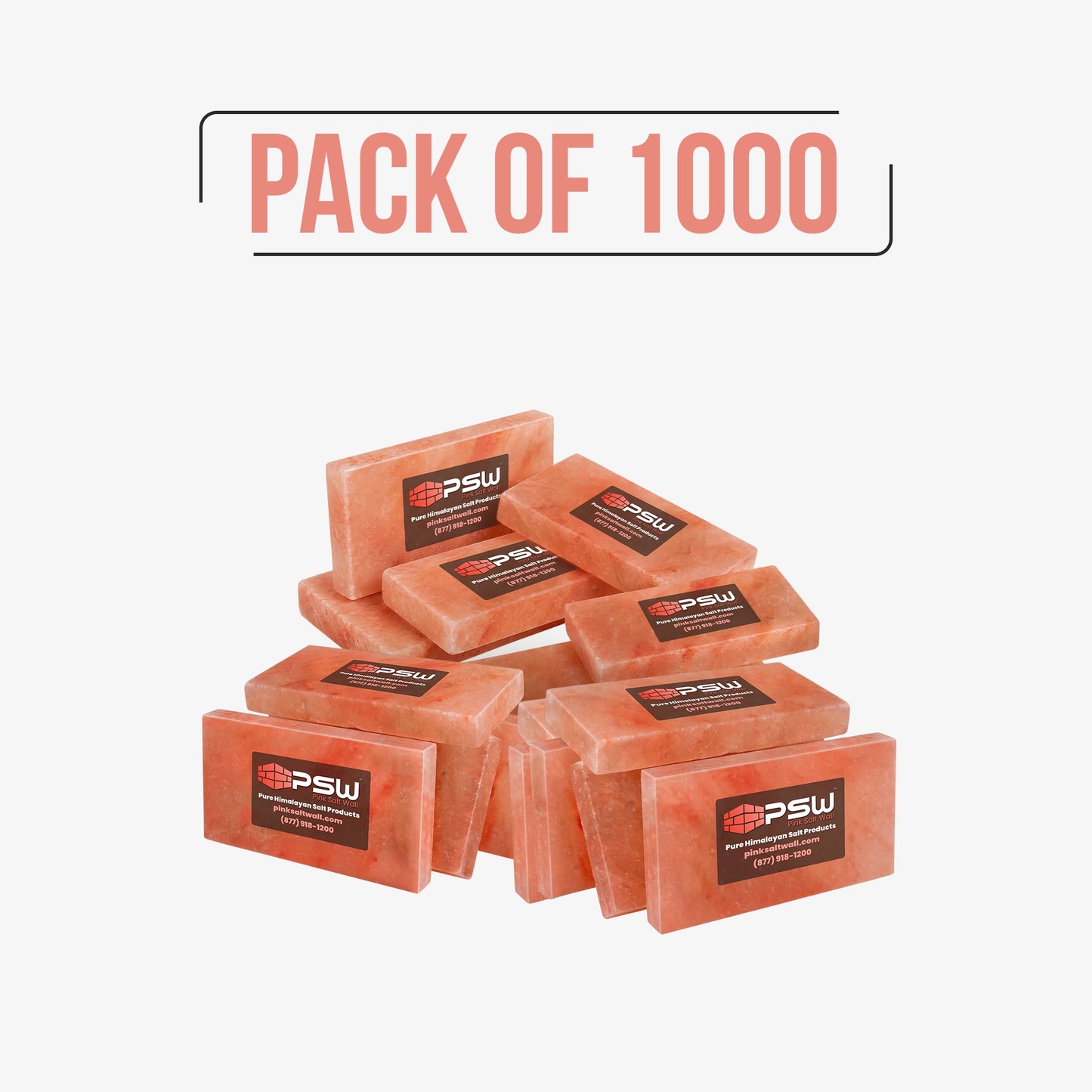 Pack of 1000 - Himalayan Pink Salt Tiles 8" x 4" x 1"