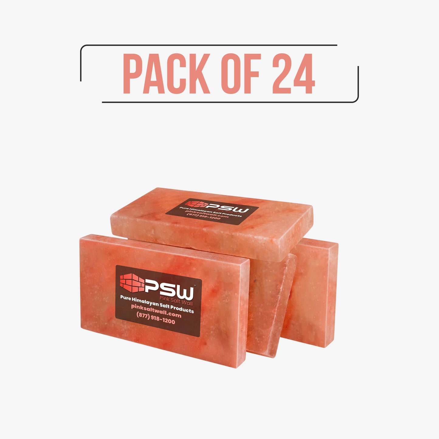 Pack of 24 - pink salt tiles 8" x 4" x 0.75"