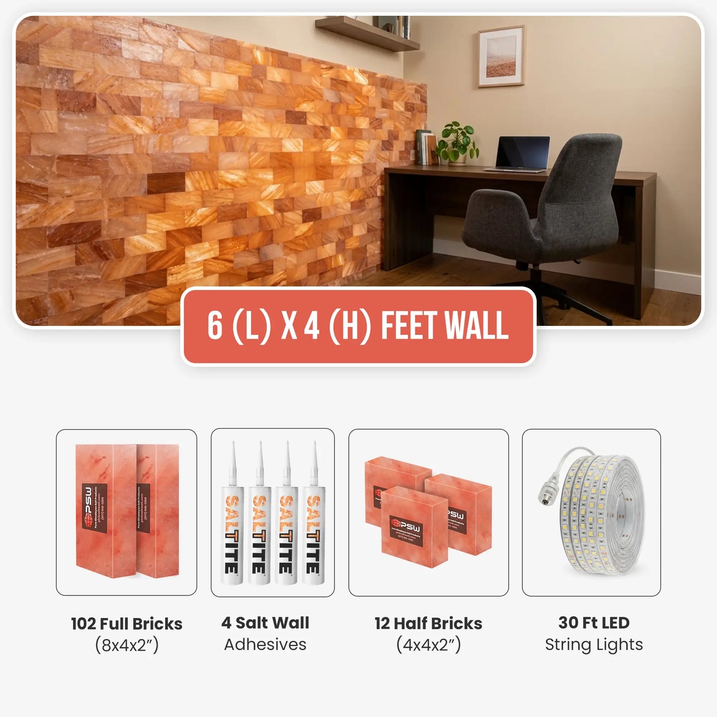 Pink Salt Brick Wall Kit 6x4 Ft (24 Sq Ft)