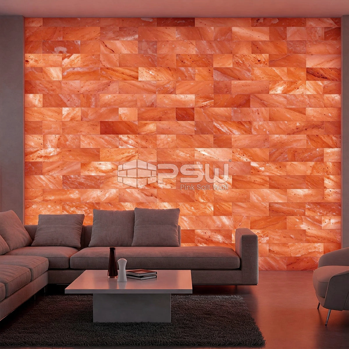 Pink salt bricks for decorative wall panels