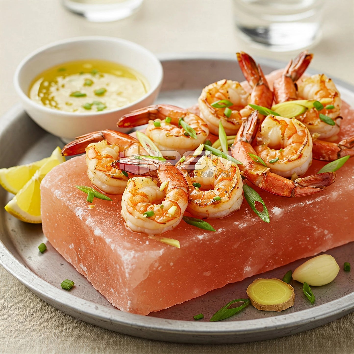 Pink salt slab for grilling vegetables, seafood, and meats