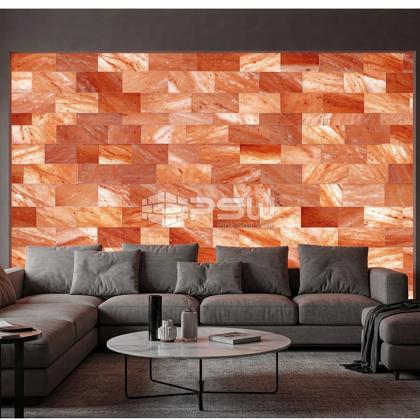 Pink salt tiles for walls