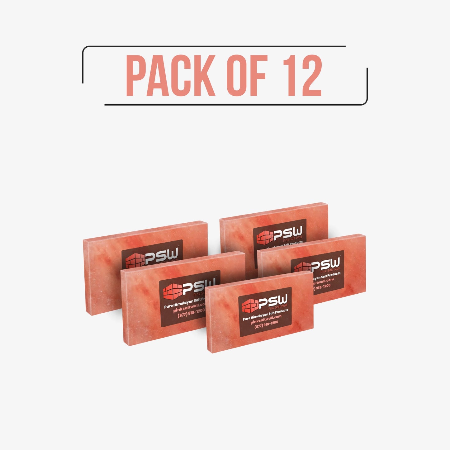 Himalayan Pink Salt Tiles 8" x 4" x 0.75" – Pack of 12 - Free Shipping