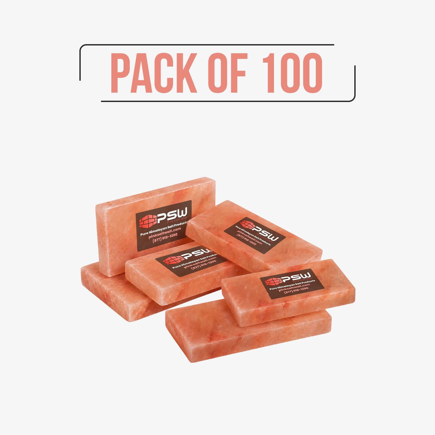 Himalayan Pink Salt Tiles 8" x 4" x 1"- Pack of 100