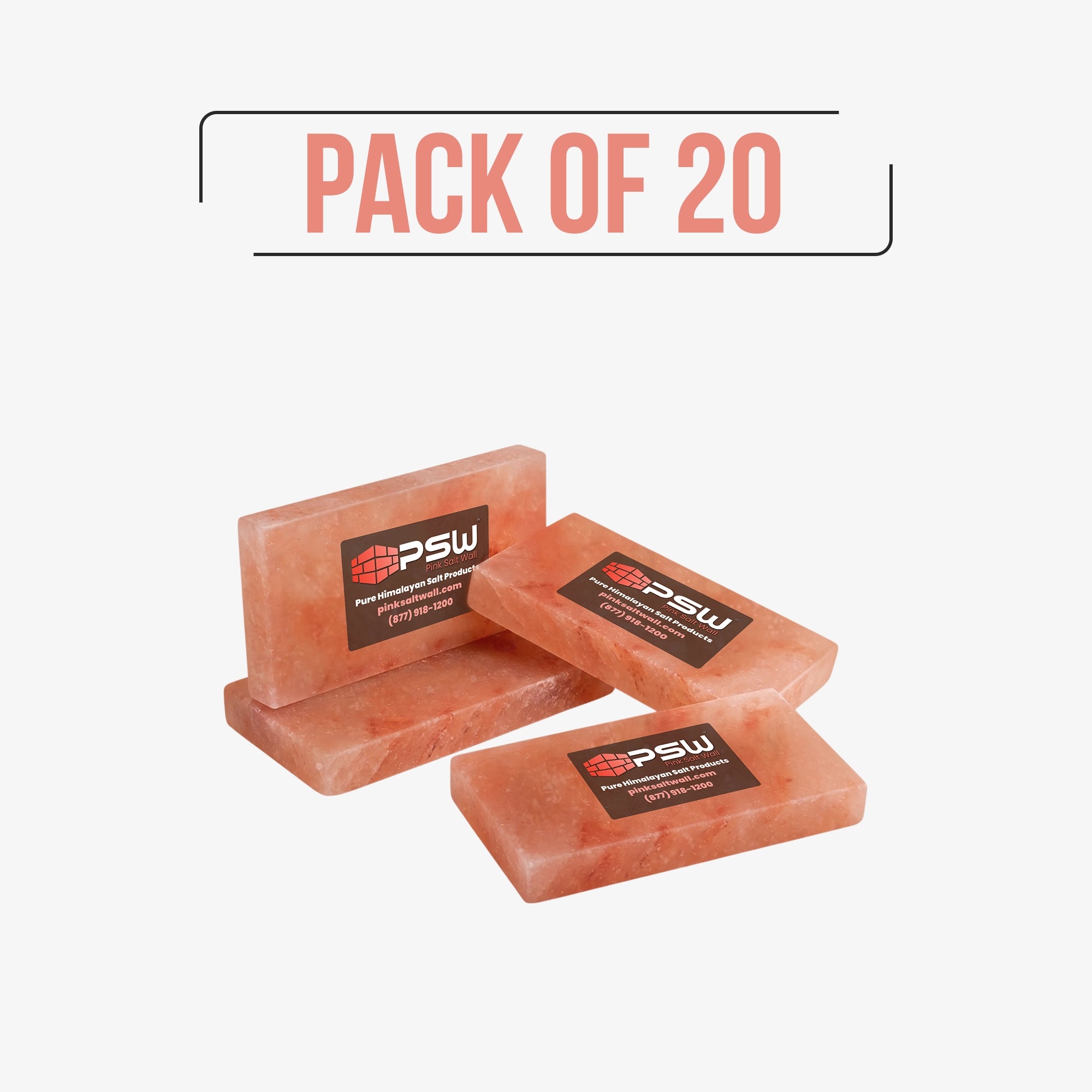 Himalayan Pink Salt Tiles 8" x 4" x 1" - Pack of 20