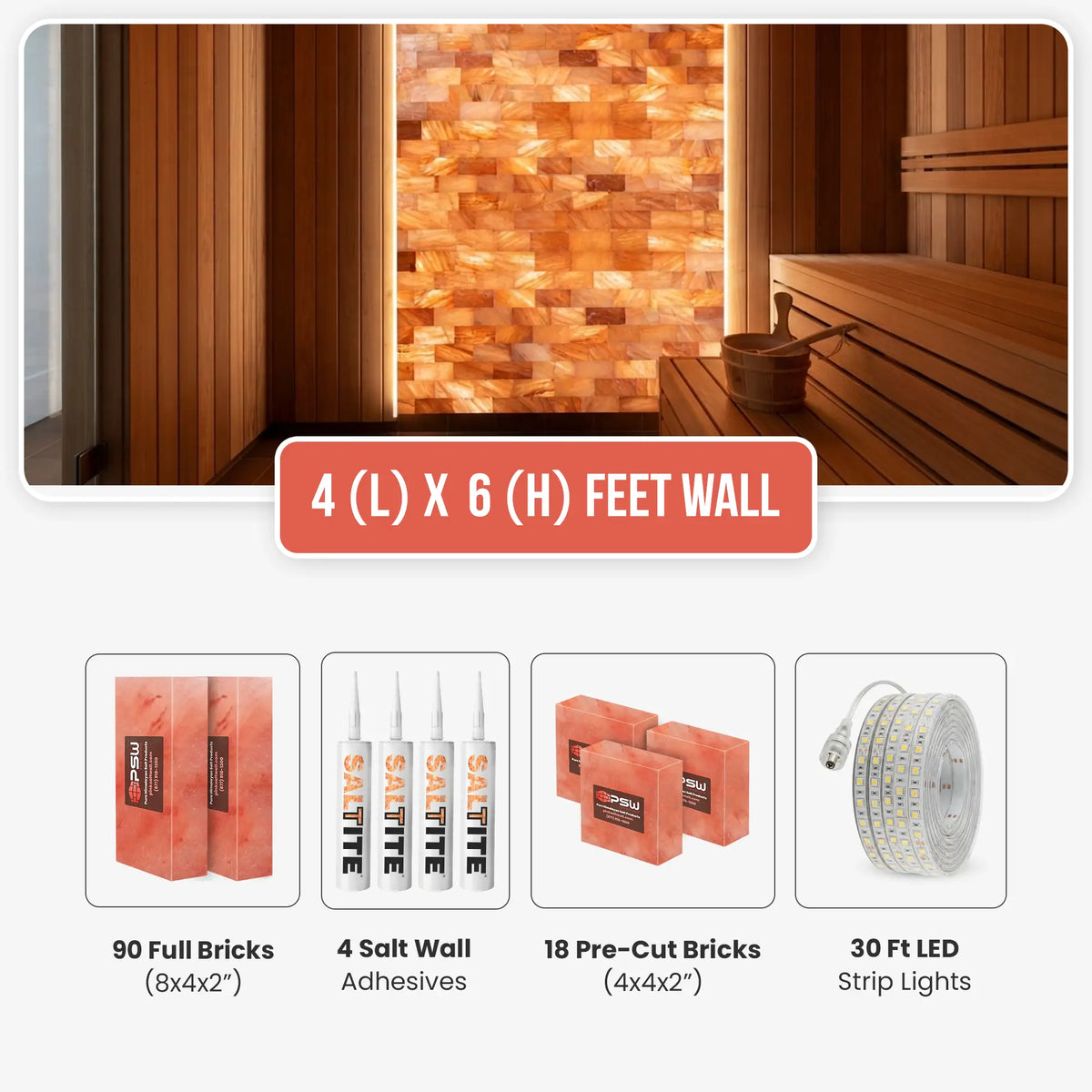 DIY Himalayan Pink Salt Wall Kit 4 × 6 Ft (24 Sq Ft)