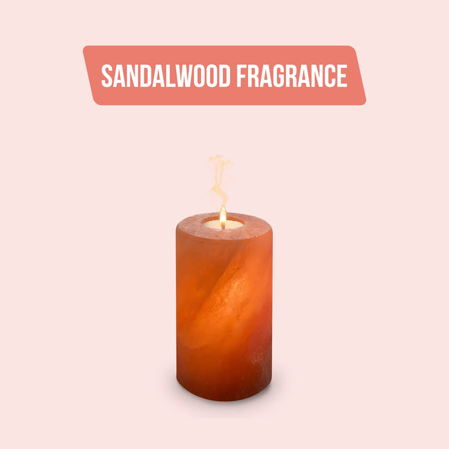 Scented Himalayan Pink Salt Candles 6" Sandal Wood