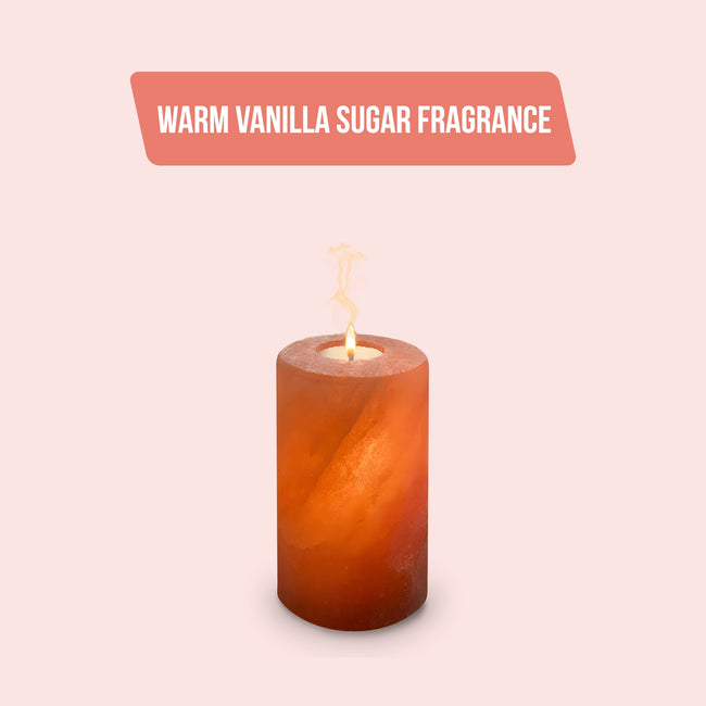 Scented Himalayan Pink Salt Candles 6" Flavor: Warm Vanilla Sugar