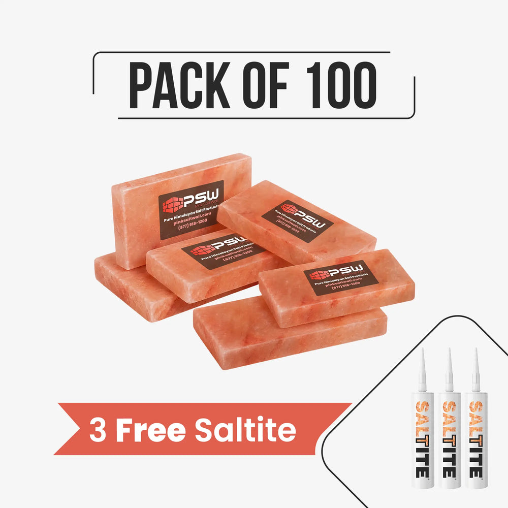 100 Himalayan pink salt tiles (8"×4"×1") 