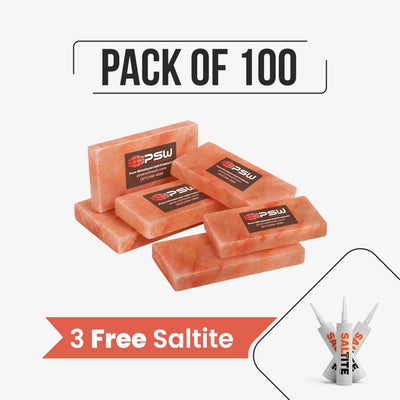 Himalayan Pink Salt Tiles 8" x 4" x 1"- Pack of 100 with 3 free Saltite