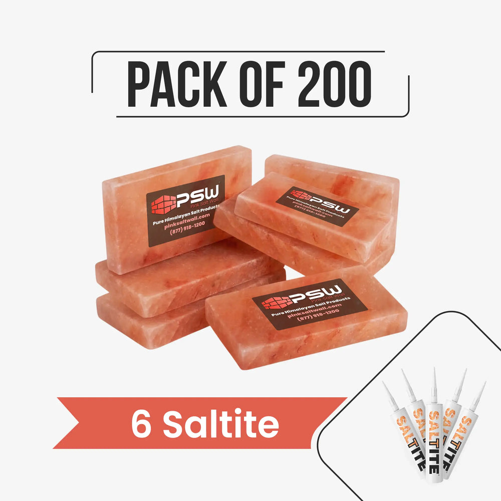 Himalayan Pink Salt Tiles 8" x 4" x 1"- Pack of 200 With 6  Saltite