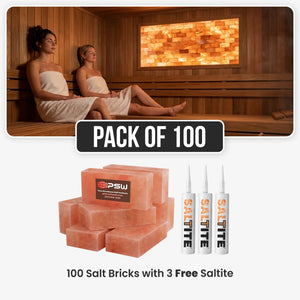 Himalayan Salt Bricks for Sauna 8" x 4" x 2" Pack of 100 With 3 Free Saltite