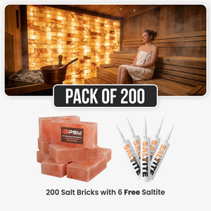 Himalayan Salt Bricks for Sauna 8" x 4" x 2" Pack of 200 With 6 Free Saltite