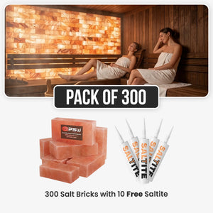Himalayan Salt Bricks for Sauna 8" x 4" x 2" Pack of 300 With 10 Free Saltite