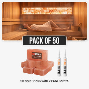 Himalayan Salt Bricks for Sauna 8" x 4" x 2" – Pack of 50 with 2 Free Saltite