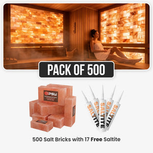 Himalayan Salt Bricks for Sauna 8" x 4" x 2" Pack of 500 With 17 Free Saltite