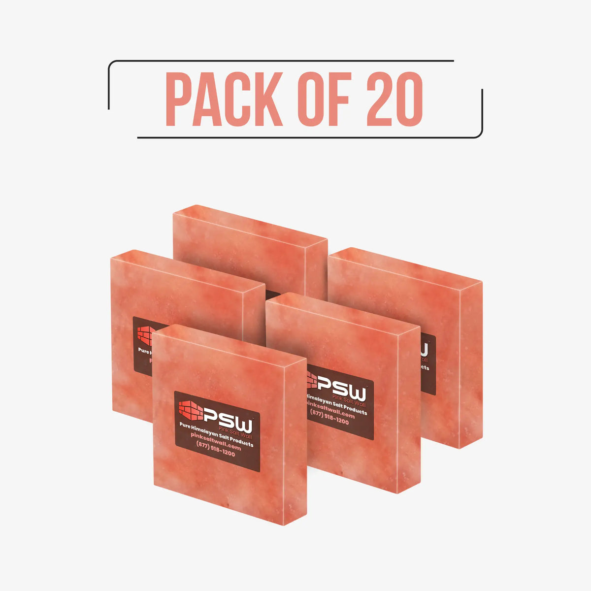 Testa - Solid Himalayan Salt Tile (4" x 4" x 1") - Pack of 20