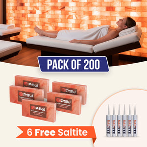 Himalayan Pink Salt Tiles 8" x 4" x 1"- Pack of 200 With 6 free Saltite