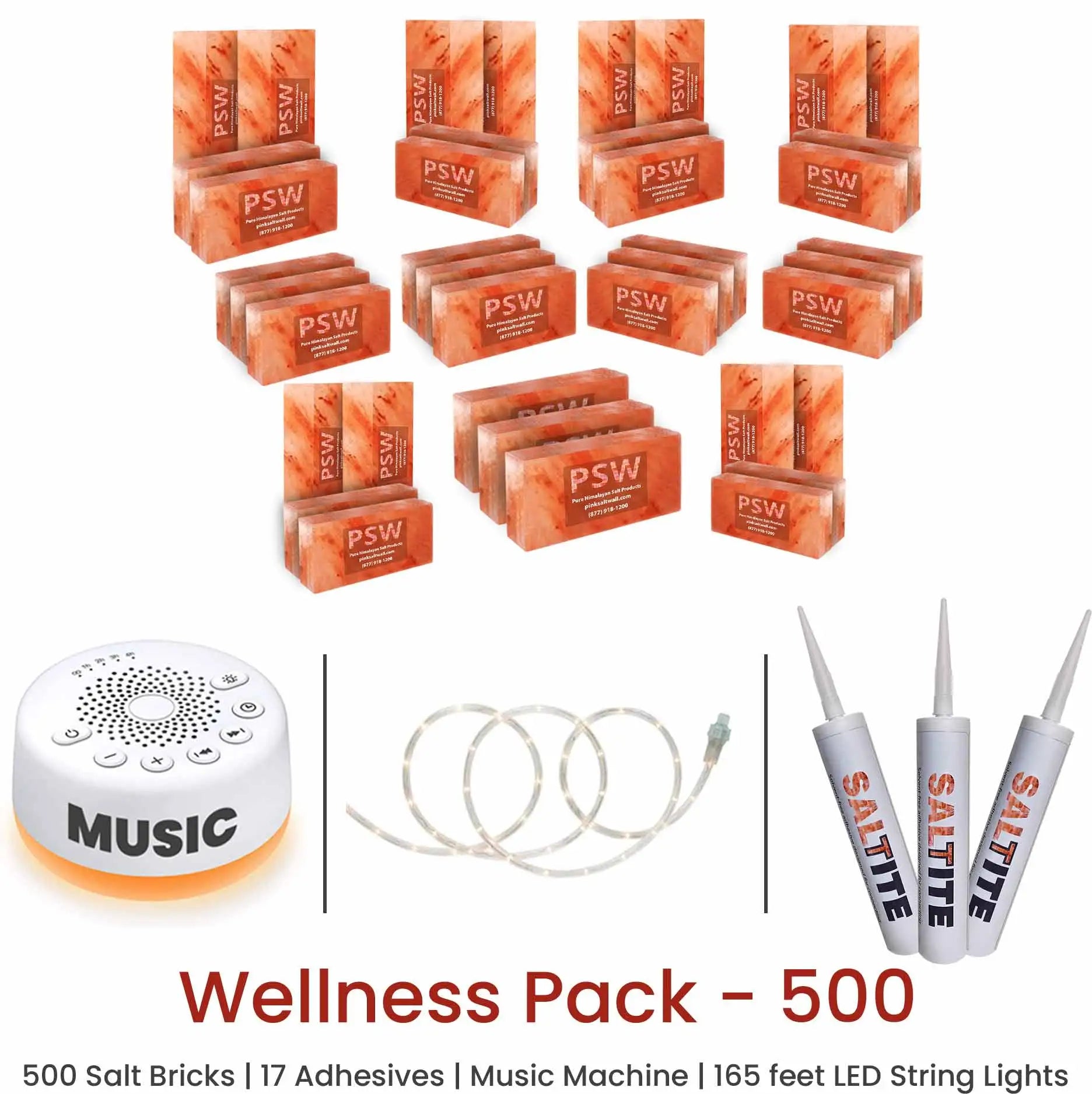 Wellness Pack - 500 Himalayan Salt Bricks 8" x 4" x 2"