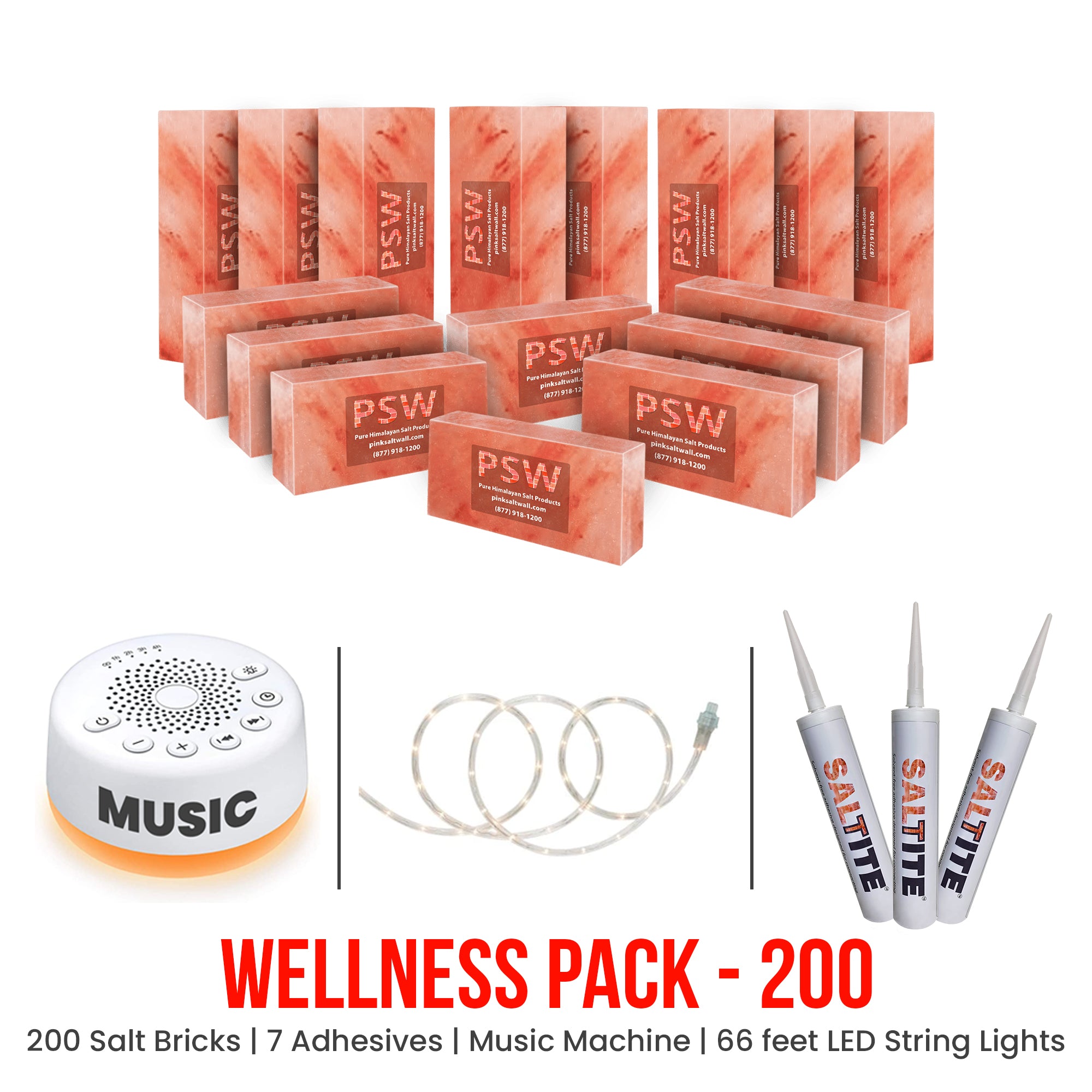 Wellness Pack - 200 Himalayan Salt Bricks 8" x 4" x 2"