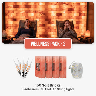 Wellness Kit: 150 Salt Bricks with 5 Saltite Adhesives & 30ft LED String Lights