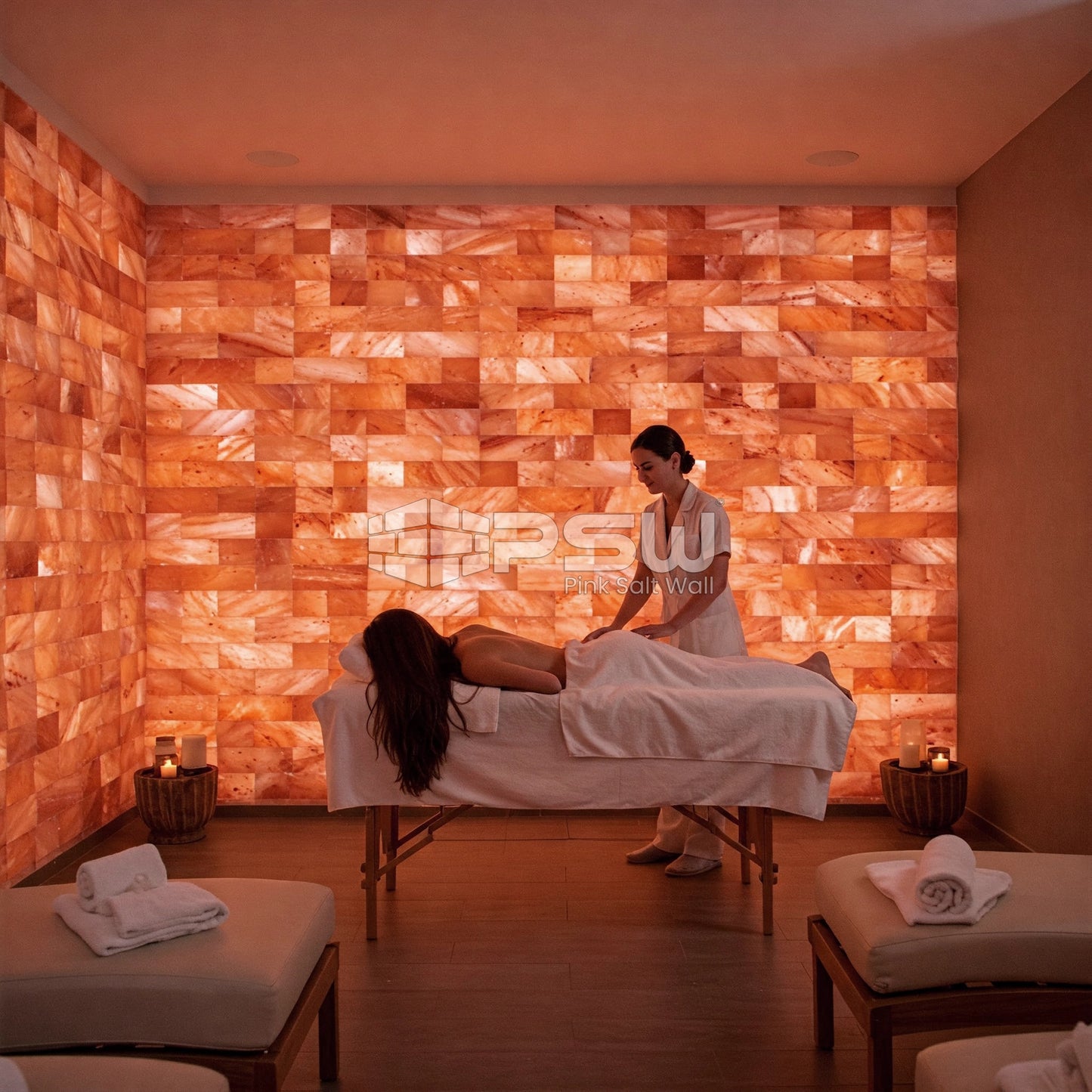 pink salt tiles for sauna