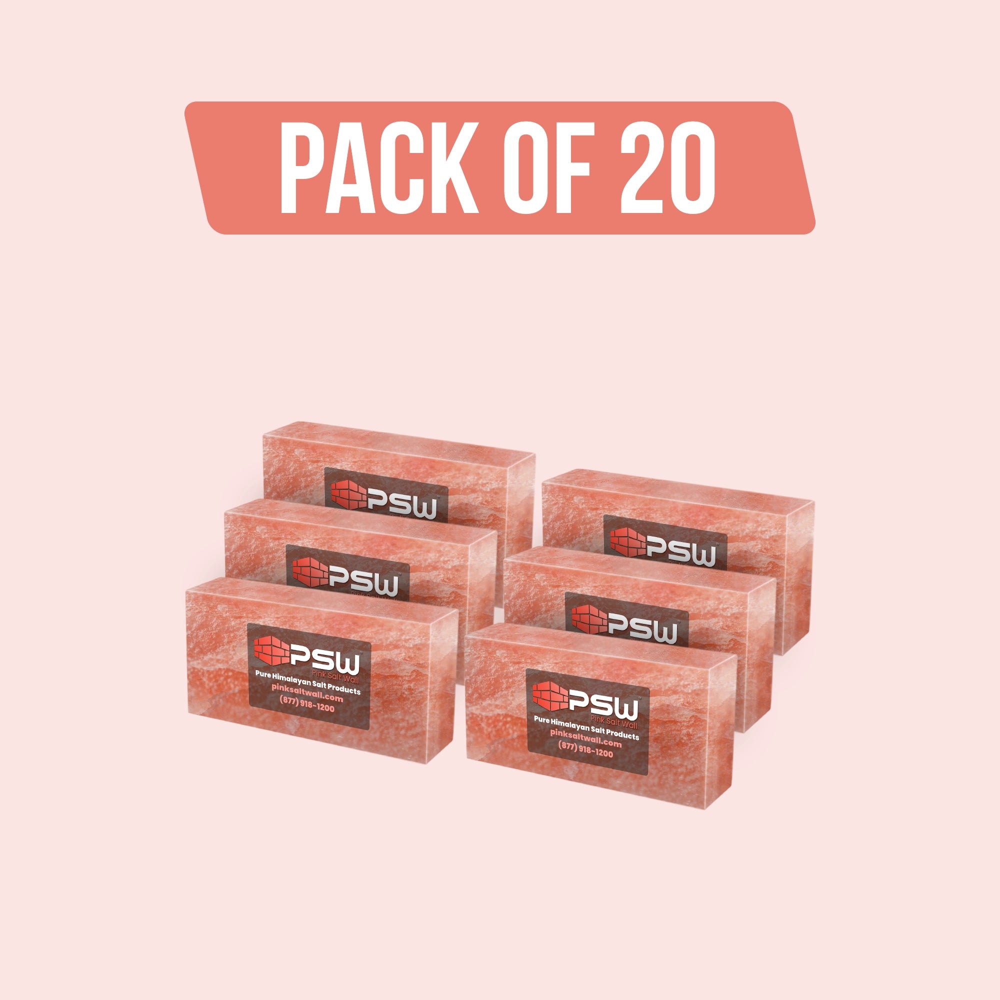 Himalayan Salt Bricks 8" x 4" x 2" One Side Natural - Pack of 20