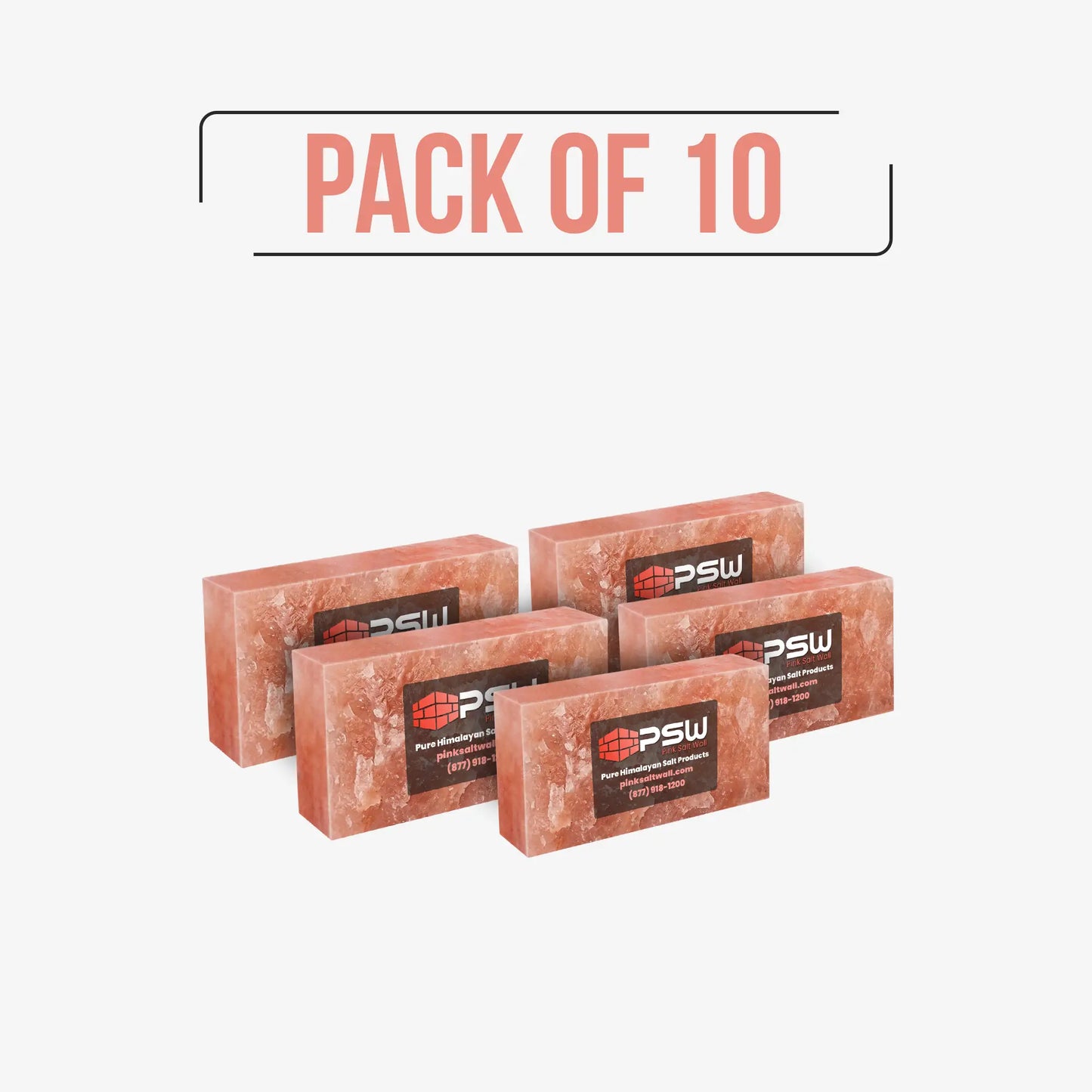 Himalayan Salt Bricks 8" x 4" x 2" One Side Natural Bricks - Pack of 10