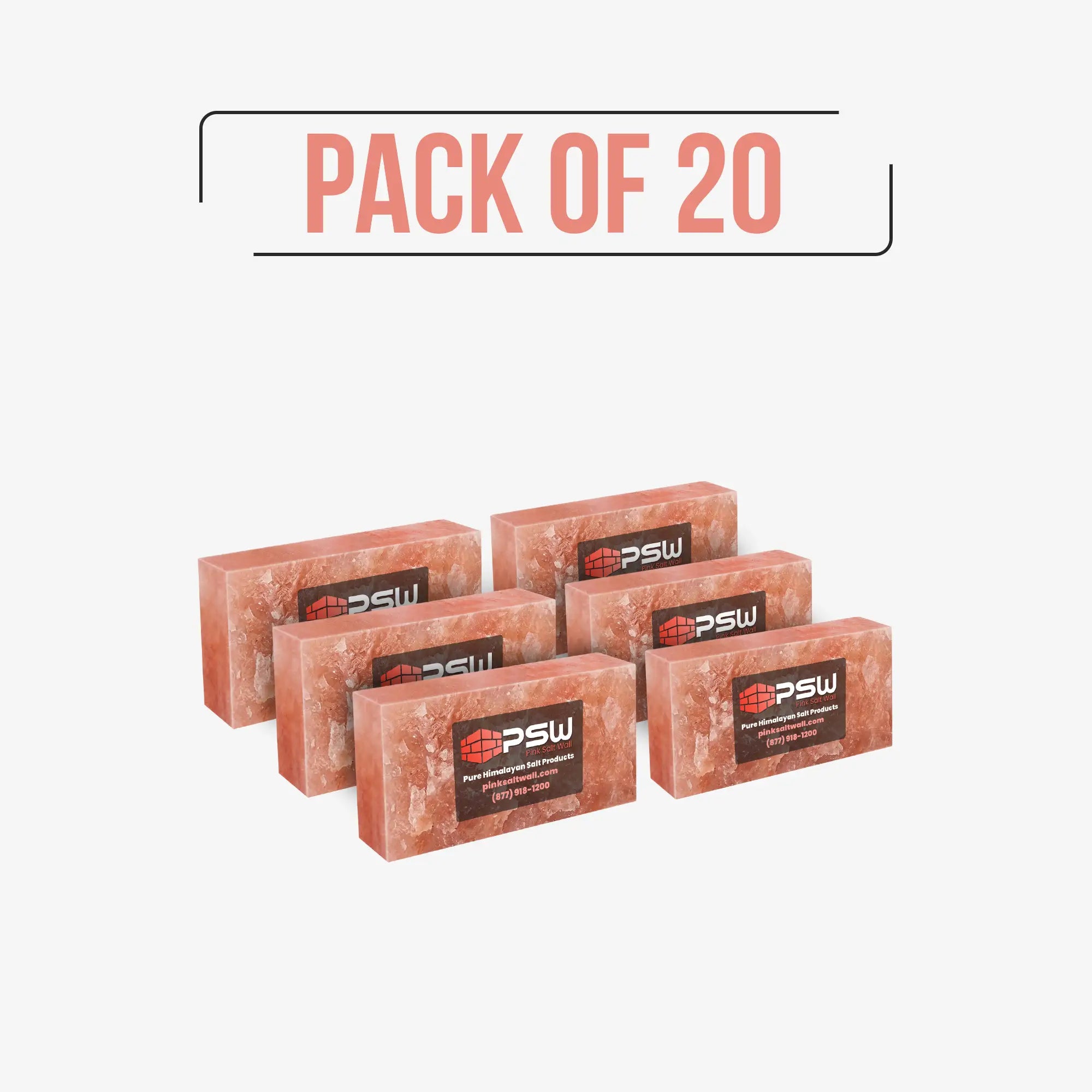 Himalayan Salt Bricks 8" x 4" x 2" One Side Natural - Pack of 20