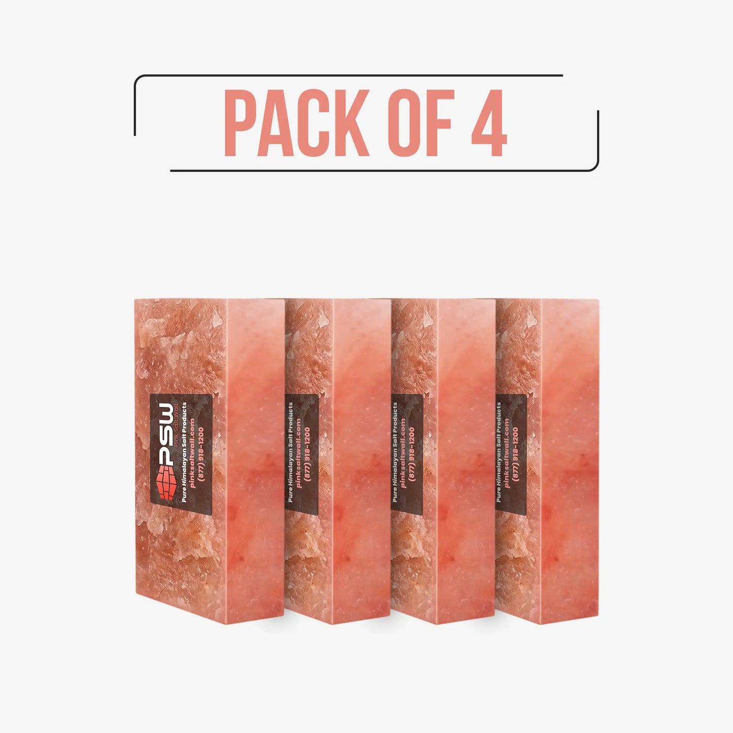 Himalayan Salt Bricks 8" x 4" x 2" One Side Natural Bricks - Pack of 4