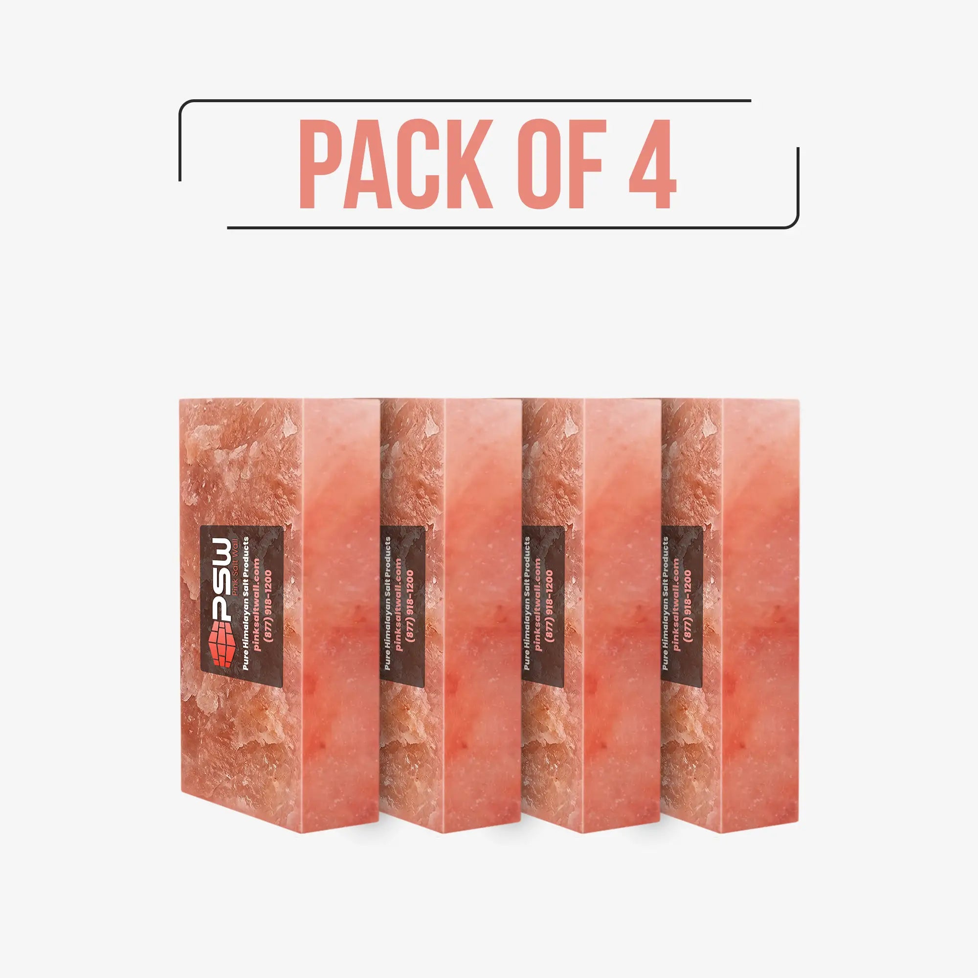 Himalayan Salt Bricks 8" x 4" x 2" One Side Natural Bricks - Pack of 4