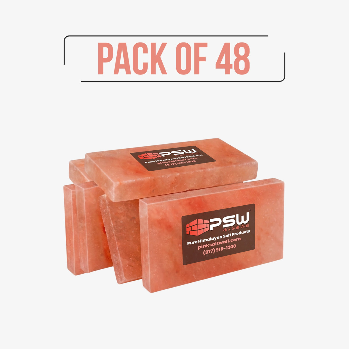pack of 48 - Himalayan pink salt tiles 8" x 4" x 0.75"