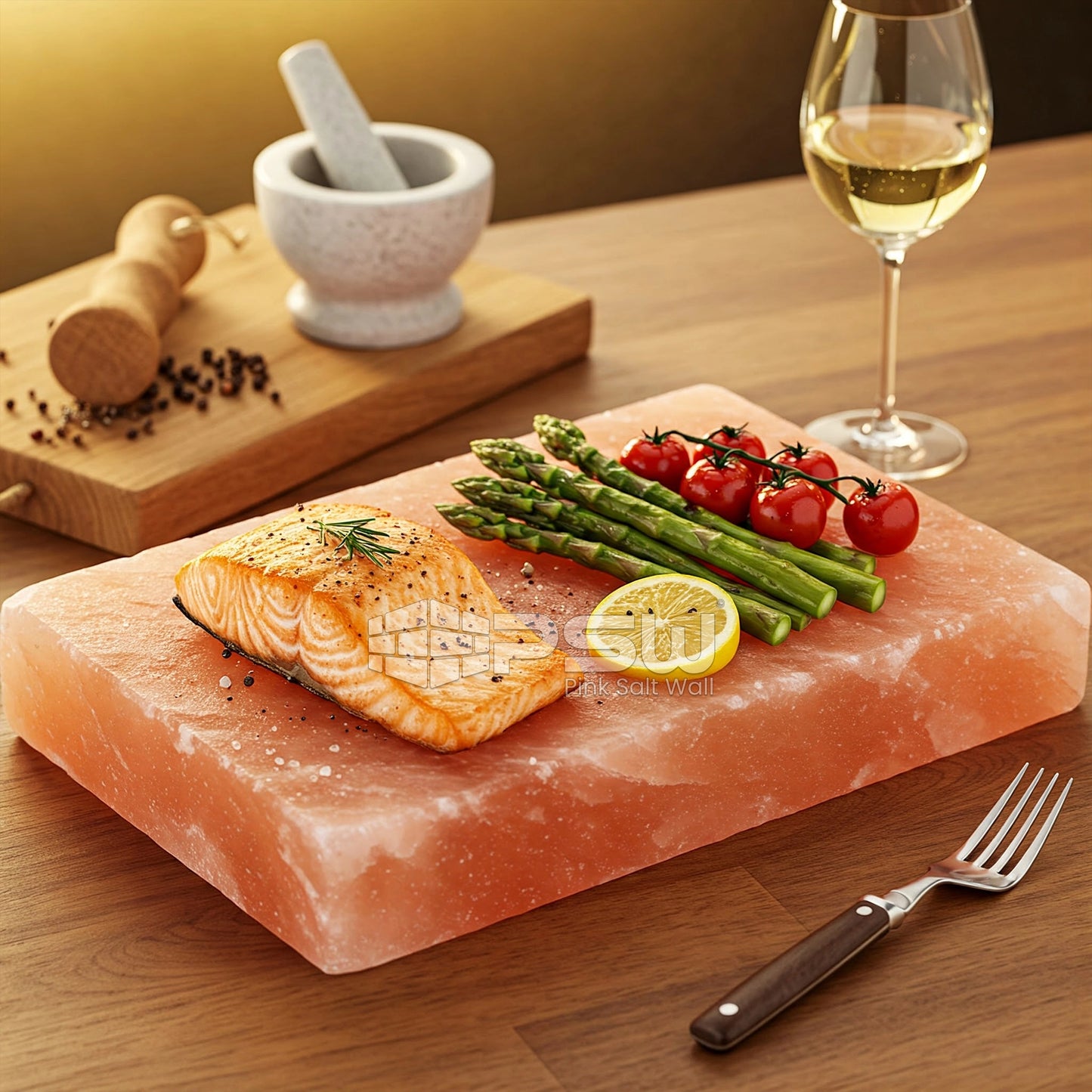 Himalayan salt block cooking surface for everyday food preparation