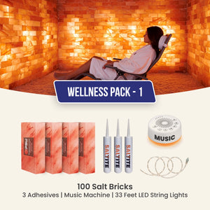 Wellness Pack 1: 100 Salt Bricks, 3 Saltite, 33 feet LED string lights & Music Machine